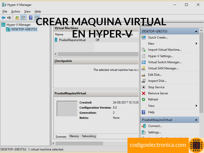 Crear máquina virtual en hyper-v
