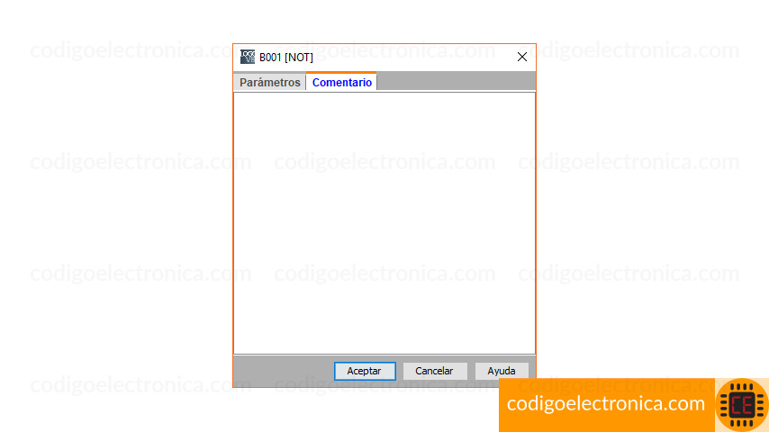 Bloque NOT comentario