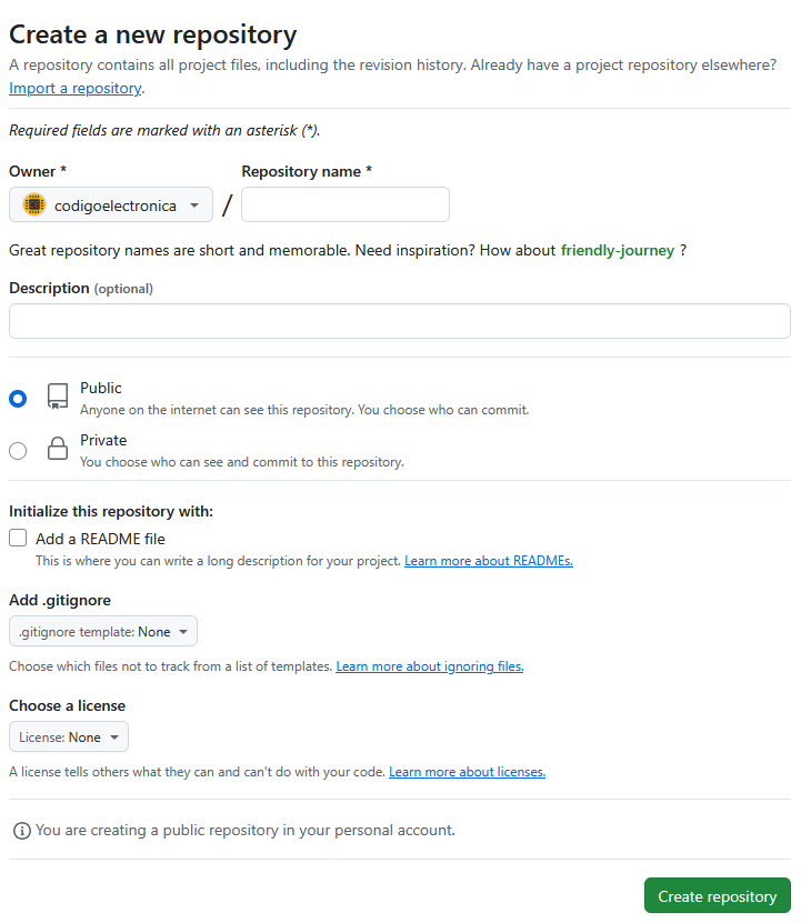 Crear nuevo repositorio en Git
