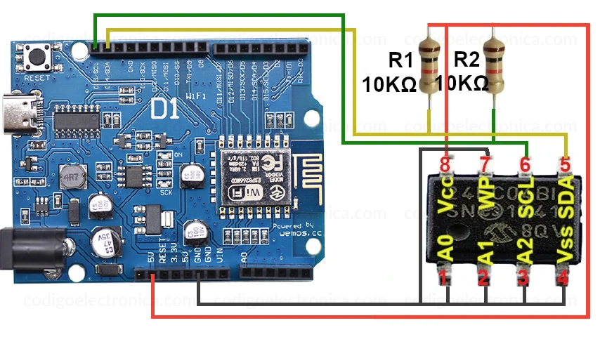 Conexión wemos d1 24LCxx
