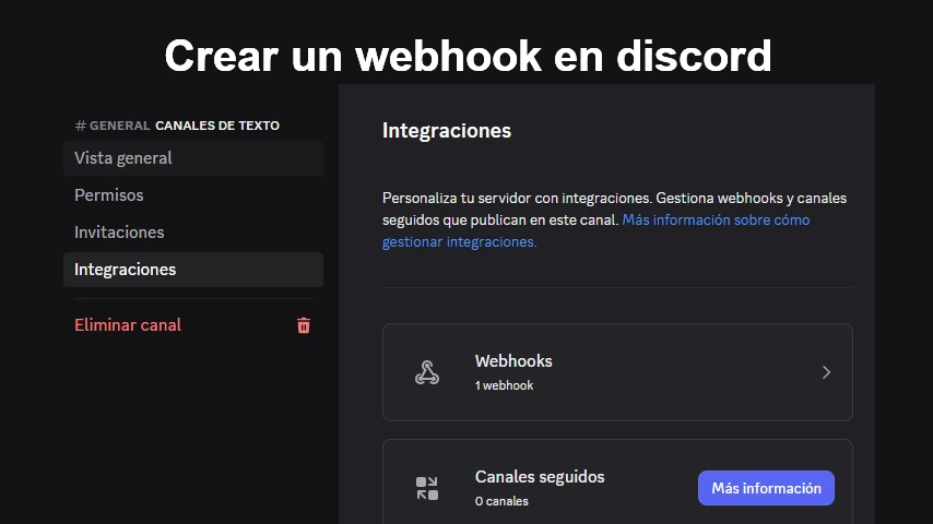 Crear un webhook en discord
