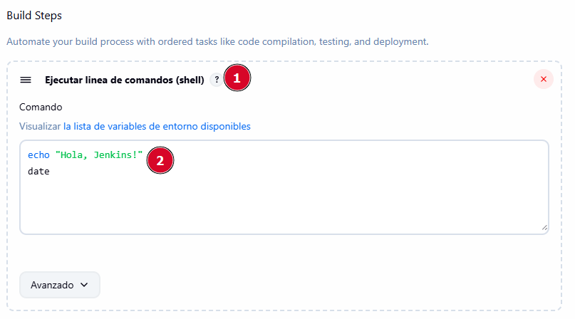 Configuración de los pasos
