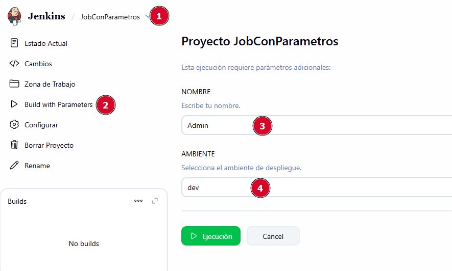 Ejecutar Job con parámetros