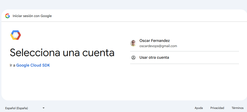 Seleccionar cuenta gcloud