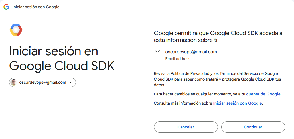 Permitir acceder a correo desde gcloud