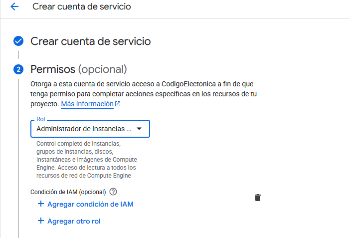 Agregar roles a la cuenta de servicio